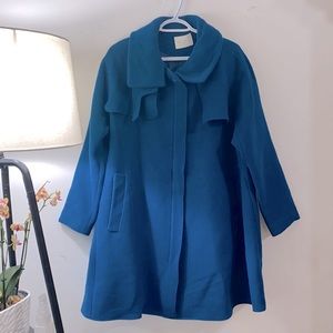 MICHAA women’s bluegreenish color coat zip-up, M-L size, W23 L34, nylon and poly